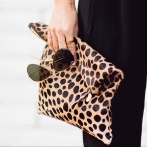❤️ Clare V. Foldover Leopard Clutch